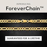 KISPER Mens Gold Chain Necklace - 18k Gold Necklace for Men, Solid Diamond-Cut Gold Figaro Chain, 5mm Italian Sterling Silver Link Necklace with Lobster Clasp - Made in Italy, 20 inches