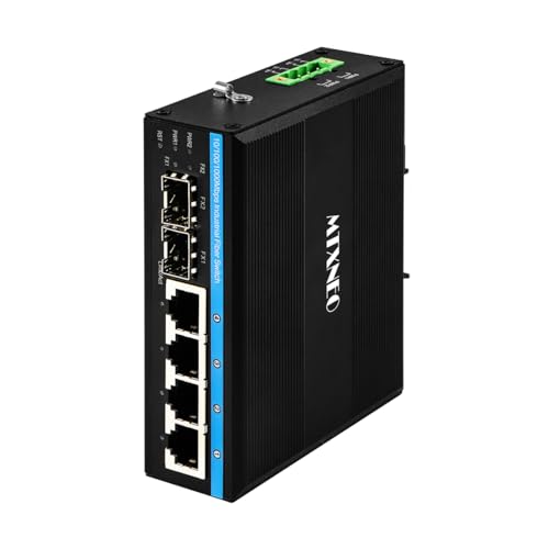 4port Managed Industrial Gigabit Ethernet Switch L2 Smart Fiber Optic Switch Support VLAN ERPS QoS with 2 SFP Fiber Ports Hardend Casing IP40 Protection Grade