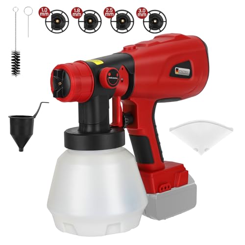 Paint Sprayer for Milwaukee 18V Battery, HVLP Spray Paint Gun with Brushless Motor and Copper Nozzle, 200W Cordless Paint Sprayer for Home Interior and Exterior, House Paint(Battery Not Included)