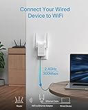 BrosTrend Universal WiFi to Ethernet Adapter, 300Mbps on 2.4GHz, WiFi to Wired Converter Wireless Bridge with RJ45 Port for Printer, Smart TV, Blu-Ray Player, etc, Connect a Wired Device to Wi-Fi