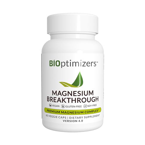 BiOptimizers Magnesium Breakthrough Supplement 4.0 - Has 7 Forms of Magnesium: Glycinate, Malate, Citrate, and More - Natural Sleep and Brain Supplement - 60 Capsules