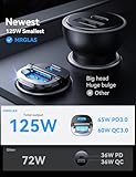 【Upgraded】 125W USB C Car Charger Super Fast Charging for iPhone 16, [PD65W & QC60W][All Metal] MRGLAS Cigarette Lighter Car Charger,Dual Port for iPhone 16 15 Pro iPad Samsung S25 S24 MacBook-Black