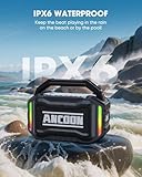 ANCOON Speakers Bluetooth Wireless: 80W(Peak) Loud Speaker with Bass, 20H Playtime, IPX6 Waterproof, Large Jobsite Speakers for Work, Outdoor, Workshop, Garage, Portable Speaker with TWS (Black)