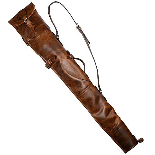 Hulara Cowhide Leather Rifle Sling 48-50 Inch Gun Cases for Rifles Slip Bag Shotgun Case With Shoulder Strap Soft Gun Cases for Rifles Hunting Bag