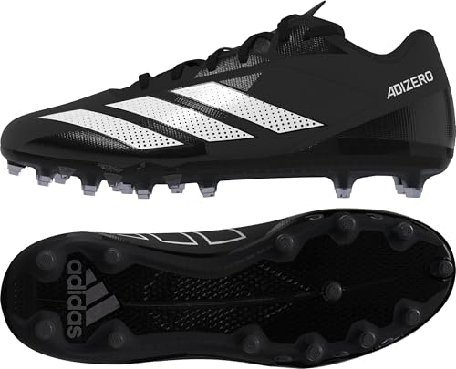 adidas Men's Adizero Electric.2 American Football Sneaker, Black/White/Black, 10.5