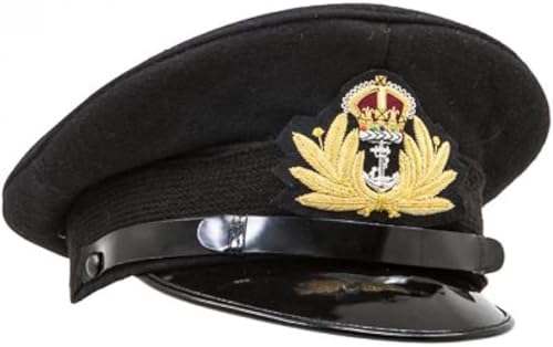 WW2 British Royal Navy Officers Peaked Cap, Black