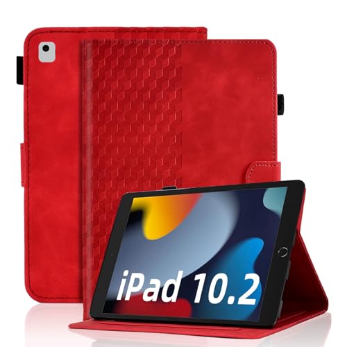 Varohix Case for iPad 7th / 8th / 9th Generation (2019/2020/2021) / iPad 10.2 inch，10.5" Air 3/iPad Pro 2017 PU Leather Flip Folio Cover Stand with Card Holder for iPad10.2, Red