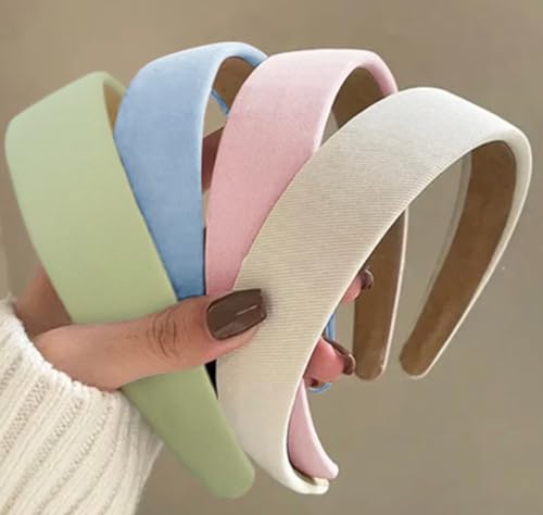 Headbands for Women Non Slip Trendy Headbands for Women’s Hair 1 inch Wide Cute Headband for Girls, Spring Head Bands Elastic Hair Bands Fashion Accessories for Women 4PCS