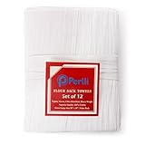 PERLLI Kitchen Flour Sack Dish Tea Towels 12 Pack 28 X 28 Inches Lint Free White Natural 100% Cotton Linen Towels for Dish Drying Embroidery Crafting Highly Absorbent Cotton Cloths, White