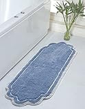 Home Weavers Allure Collection 100% Cotton Tufted Bathroom Rug, Soft and Absorbent Bath Rugs, Non-Slip Bath Carpet, Machine Wash Dry Bath Mats for Bathroom Floor, 21"x54" Runner, Blue
