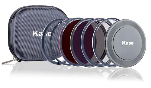 Kase Revolution Plus Master Filter Kit Magnetic Shockproof Tempered Optical Glass w Color Coded Rings inc CPL ND8 ND64 ND1000 Lens Cap & Case (86mm)