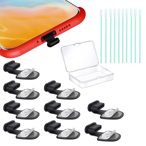 USB C-Type Anti Loss Dust Plugs, USB C-Type Port Silicone Dust Covers, with Detachable Adhesive for Mobile Phone,Compatible with 15, 16 Plus Pro Max..., All USB C Ports