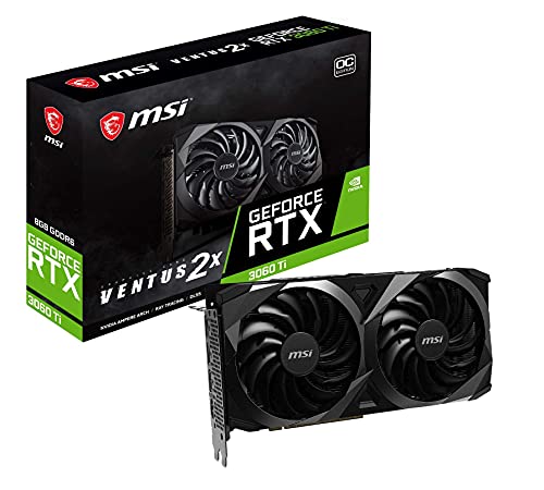 MSI Gaming GeForce RTX 3060 Ti LHR 8GB GDRR6 256-Bit HDMI/DP Nvlink Torx Fan 3 Ampere Architecture OC Graphics Card (RTX 3060 Ti Ventus 2X 8G OCV1 LHR) (Renewed)