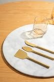 HSHQING Long Handle Gold Cheese Knife Set of 3 Beautiful Appetizers n Charcuterie Utensils Pronged n Flat & Parmesan Knives