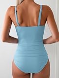 Eomenie Women's Swimsuit Tankini Tummy Control Bathing Suits Two Piece Full Coverage Slim Swim Suits with High Waisted Bottom