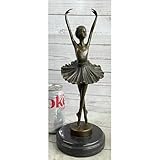 Fifth Position Ballerina Ballet Dancer Bronze Sculpture Statue Figure On Marble Base Brown Finish Handmade