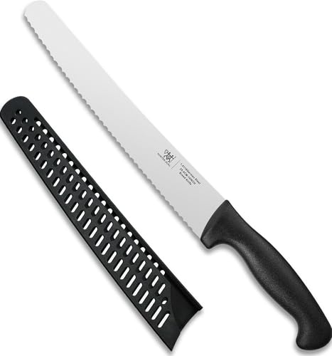 HUNTER.DUAL Bread Knife, 10 inch Serrated Sourdough Slicer Cutter for Homemade Bread, 1.4116 German Steel, Ergonomic Anti-slip Handle (Black, 10 inch)