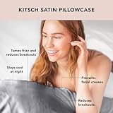 Kitsch Satin Pillowcase with Zipper for Hair & Skin, Softer Than Silk Pillow Cases Queen, Wrinkle-Free, Smooth and Cooling Satin Pillow Covers, Standard Size 19"x26", Valentines Gift - Charcoal, 2pcs