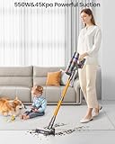 Cordless Vacuum Cleaner, 45Kpa 550W 65Mins Vacuum Cleaners for Home, Stick Vacuum with LED Touch Screen, Anti-tangle Wireless Vacuum, Rechargeable Cordless Vacuum for Pet Hair, Carpet, Hardwood Floor