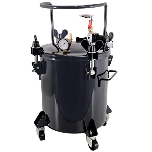 TCP Global 5 Gallon (20 Liters) Pressure Pot Tank for Resin Casting - Heavy Duty Powder Coated Pot with Air Tight Clamp On Lid, Caster Wheels, Regulator, Gauge - Use for Curing Resin in Casting Molds