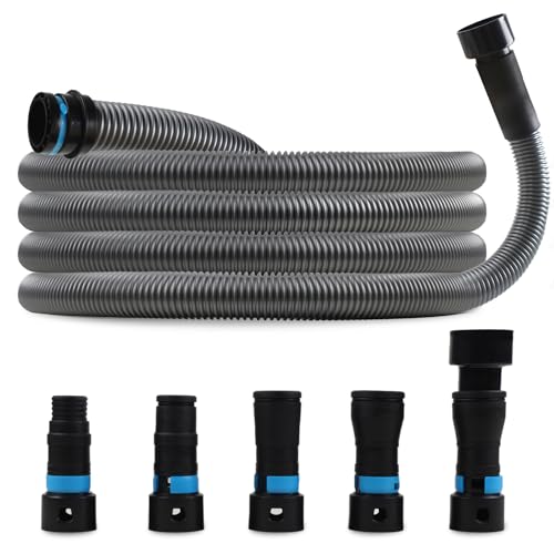 Upgraded 1 1/4 Inch x 17 Ft. Dust Collection Hose for Home and Workshop Vacuums with 5 Fittings/Adapters for Multiple Brands of Power Tools and Sanders
