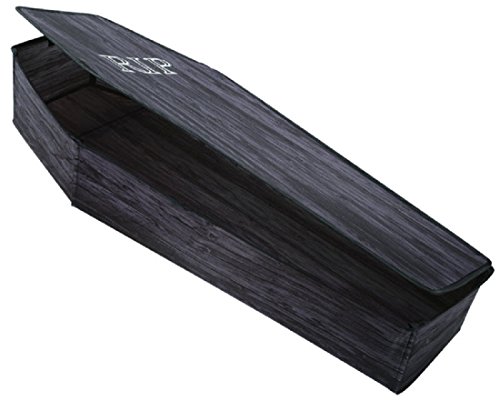 60" Wood-Print Coffin Prop with Lid - Black