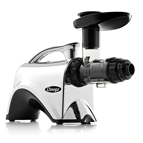 Omega Juicer Premium Vegetable and Fruit Juice Extractor and Nutrition System Makes Nut Milks Baby Food and Sorbets, Adjustable Pressure Settings 80-RPM Slow Masticating Juicer, 150-Watts, Silver