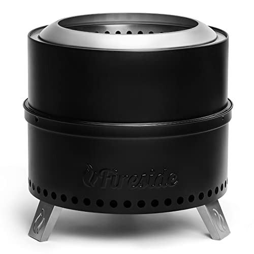 TURBRO 19 Inch Smokeless Fire Pit for Outdoor Wood Burning, Portable Stainless Steel Camping Stove with Stand, Removable Ash Pan, Waterproof Storage Bag, Unique Nested Design, Pluto R19-PG, Black