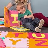 Little fun times Alphabet Play Mat for Baby Large 60 Pieces 12inch. Total 71.5x71.5 inch 36 SqFt Interlocking Floor Puzzle EVA Tiles Playmat for Toddler and Kids Letters and Numbers with Edges.