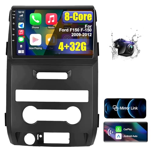 for Ford F150 F-150 2009-2014 Car Radio Stereo 4+32G with Wireless Carplay Android Auto, 9 Inch HD Touchscreen 8 Core Android 12 Car Radio Stereo with Backup Camera Bluetooth AM/FM/RDS Wi-Fi GPS