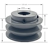 Saelno 2AK30-1 Double Groove V Belt Pulley 1 inch bore 3.05" OD,V Belt Sheaves Cast Iron for A AX 3L 4L V-Belts,2AK301 Pulley