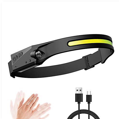 BESTSUN COB Headlamp Rechargeable, COB 2000 LED Camping Headlamp Super Bright High Lumen Headlight Induction 5 Mdoes Headlamp Flashlight Waterproof Head Lamp for Fishing, Running, Hiking