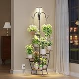 BACEKOLL Plant Stand Indoor with Grow Light - 72" Tall Plant Shelf Indoor, 5 Tiered Corner Plant Stands for Indoor Plants, Hanging Plant Holder Flower Display Shelves for Living Room, Balcony Decor