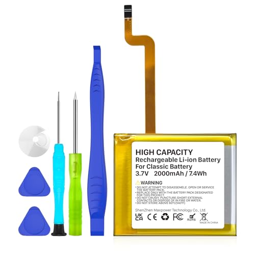 PFHL 2025 New Version, 2000mAh High Capacity Li-ion Square Replacement Battery for iPod Video/Classic Thin 5th-7th Gen