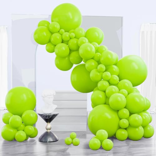 PartyWoo Lime Green Balloons, 140 pcs Lime Balloons Different Sizes Pack of 18 Inch 12 Inch 10 Inch 5 Inch Yellowish Green Balloons for Balloon Garland or Balloon Arch as Party Decorations, Green-Y6