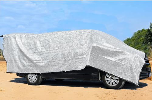 Aluminum-Shade Cloth 10x20',Reflective 80% Aluminum Shade Cloth-for Car Garden,Outdoor Pergola,Lawn.Aluminum Sunblock Neting with Edges and Holes,Silver Heat Reflective Tarp