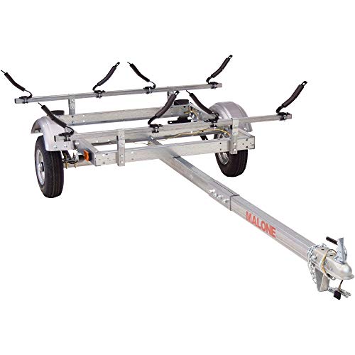 Malone MPG586XV EcoLight 2 Kayak Trailer with 2 V-Rack Kayak Carriers | 14' / 400 lbs Capacity | Fully Submersible | Marine Grade Galvanized Steel Construction