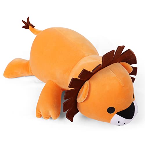 24" 4.2lbs Lion Weighted Stuffed Animals,Cute Cuddle Plushie Toy Weighted Lion Plush Throw Pillow for Children Kids Adults(Lion)