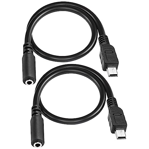 MEIRIYFA Mini USB Male to 3.5mm Audio Cable Mic Cord,5 Pin Mini USB to 3.5mm Female TRRS 4-Pole Jack Adapter Cable for Headset Active Clip Microphone -33cm (2 Pack)