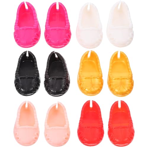 UPKOCH 6 Pairs Cute Decorative Mini Doll Shoes for 6-7 Inch Dolls - 17cm Doll Costume Accessories for Baby Dolls and Girl Dolls