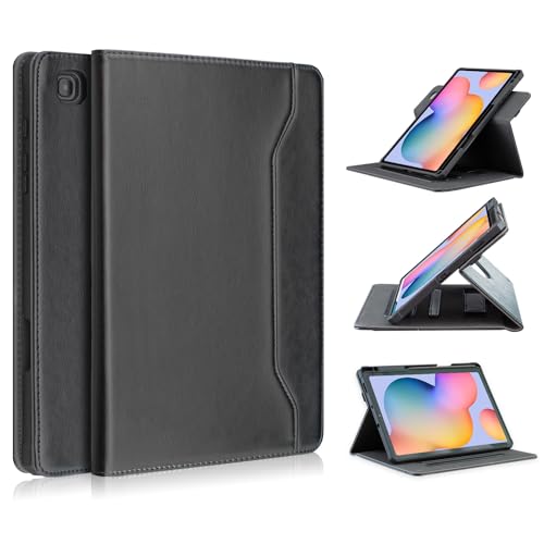 Xuanbeier Rotation Case for Samsung Galaxy Tab S6 Lite 10.4 Inch 2024/2022/2020,Hard Shell Transparent Back Stand Smart Cover with S Pen Holder,Multi-Angle Viewing Cover with Auto Wake/Sleep,Black