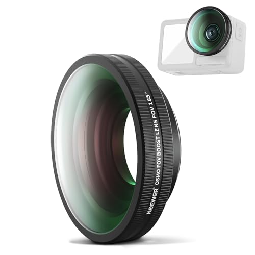 NEEWER OSMO Action FOV Boost Lens, 185° FOV Wide Angle Lens Compatible with DJI OSMO Action 4/5 Pro Accessories, Threaded Attachment Coated Action Camera Lens, FL-B30