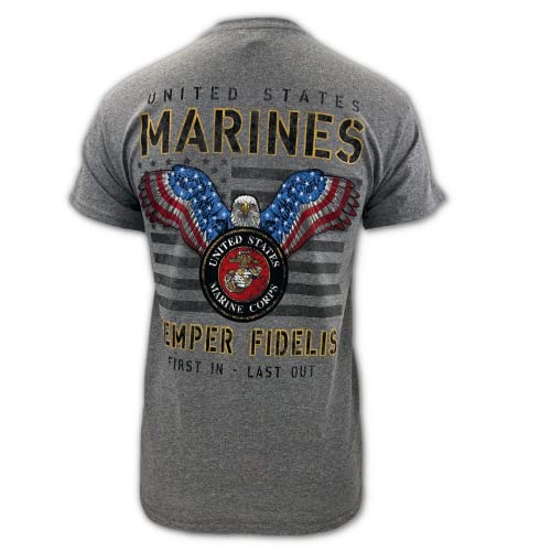 Armed Forces Gear Men's US Marine Corps Stars and Stripes T-Shirt- Official Licensed United States Marines Shirts for Men (Graphite, 3X-Large)