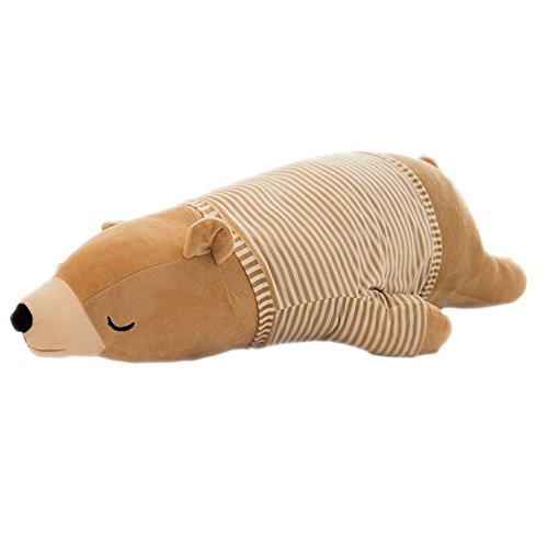MMTTAO Stuffed Polar Bear Animal Plush Toy 24 Inch Large Brown Sleeping Bear Animal Stuff Soft Plushies Cute Dolls Collection Huggable Throw Pillow Cushion Gifts for Kids Children Boys Girls, 24Inches