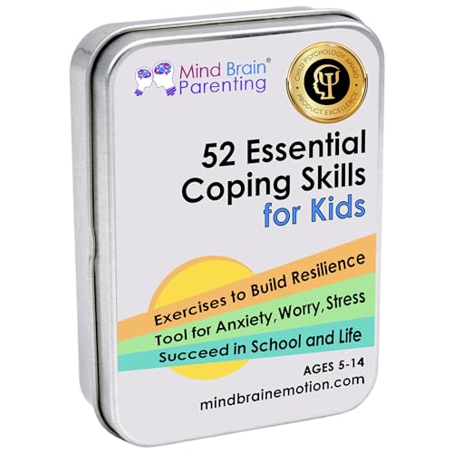 Mind Brain Emotion 52 Essential Coping Skills for Kids: Mindfulness CBT Cards for Stress, Anxiety, Anger, Executive Functioning, Coping Strategies for Anxious Generation, Family, School Therapy Game