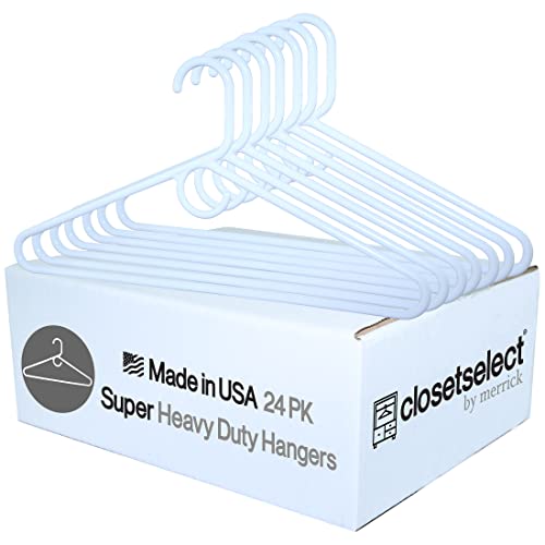 Super Heavy Duty Plastic Hangers, Made in USA, White Super Heavy Weight Hanger, 24 Pack