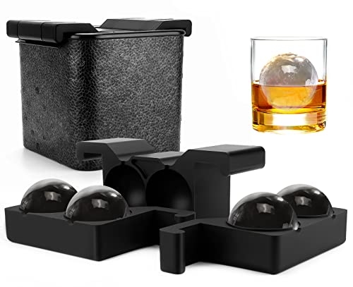 Clear Ice Ball Maker Mold - Ticent Whiskey Ice Ball Maker Large 2.4 Inch - Crystal Clear Sphere Ice Cube Tray Mould for Cocktail, Brandy, Bourbon