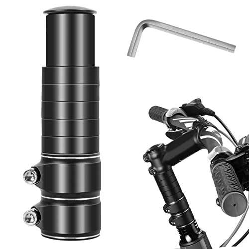 Bike Stem Riser Adjustable Bicycle Handlebar Extender Increases Bar Height Up to 5.3" for Most Bicycle Road Bike, MTB, BMX, Cycling (1-1/8" Black)
