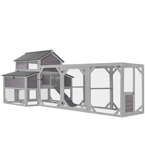 Aivituvin Chicken Coop Extra Large Chicken House 41.3ft² for 8-10 Chickens Outdoor Wooden Hen House Poultry Cage with 6 Nesting Boxes, 6 Perches, Large Run 118" L