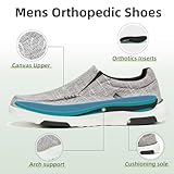 OrthoComfoot Men's Orthopedic Slipons Casual Walking Shoes, Orthotic Arch Support Sneakers for Flat Feet, Leisure Vintage Flat Boat Shoes Light Grey Size 12